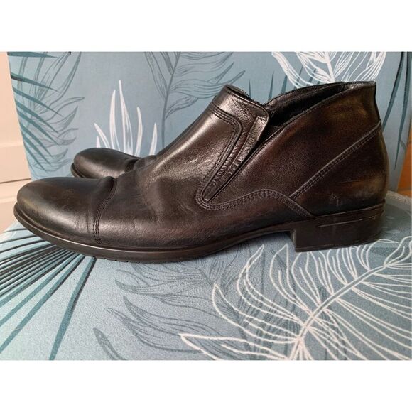 Carlo Pazolini Black Leather Side Zip Bootie Boots Shoes men’s 12 45 - Picture 1 of 8